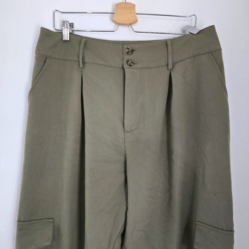 And Now This Olive Green Wide Leg Cargo Pants Large - Picture 4 of 15